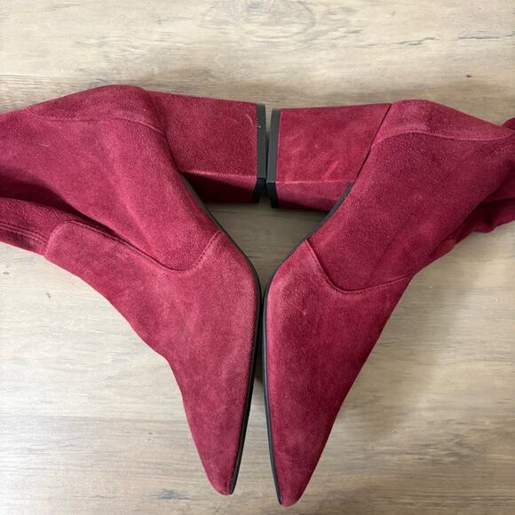 STUART WEITZMAN Yuliana 60 Chelsea Suede Rosewood Red Boot Size 6 - Picture 7 of 10